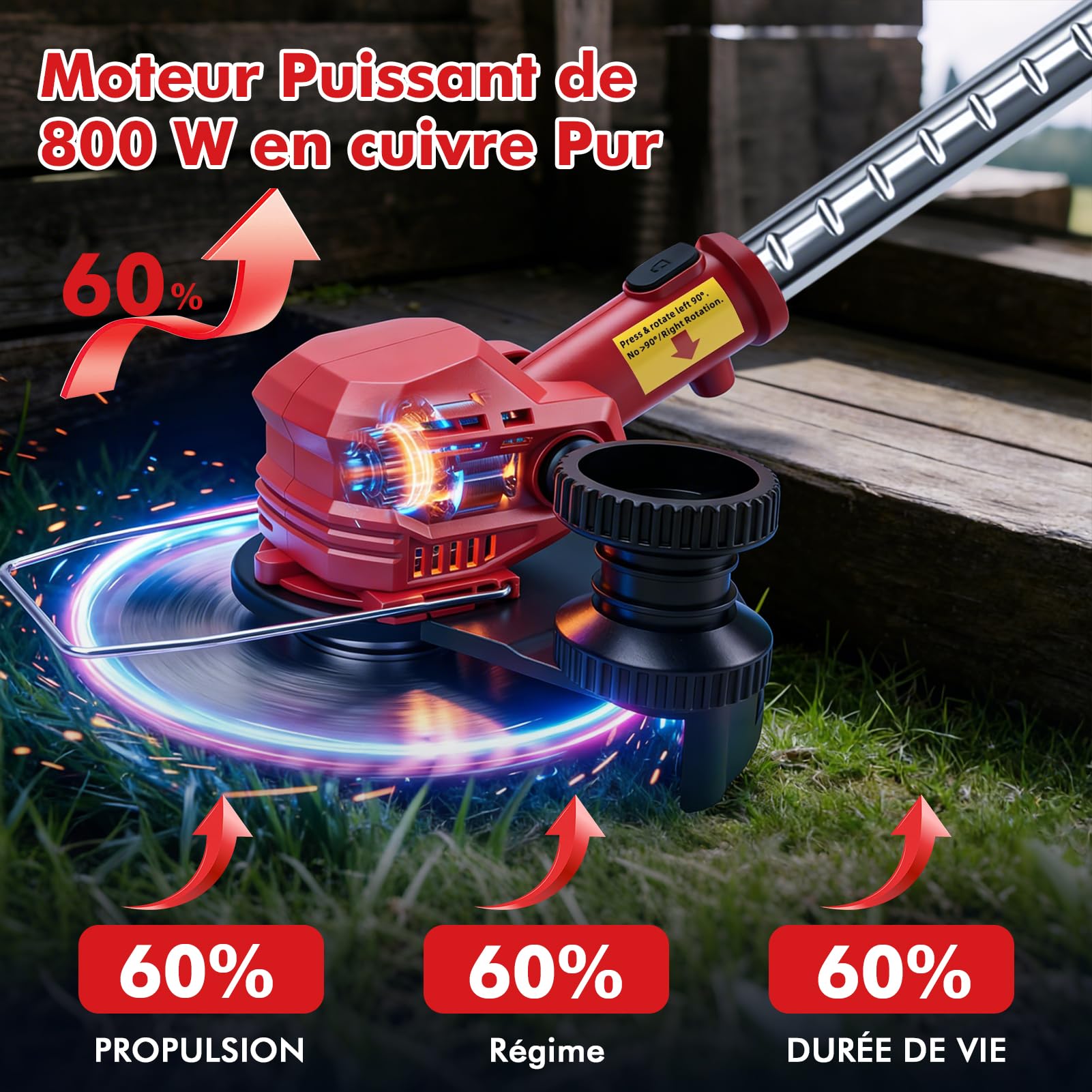Débroussailleuse à Electrique sans Fil 21V, 3 en 1 Taille Herbe, Debrouissalleuses et Coupe Bordure, 8" Coupe Bordure avec 2 Batteries et Chargeur, Taille Bordure avec Roues & 4 Lames, pour Élagage