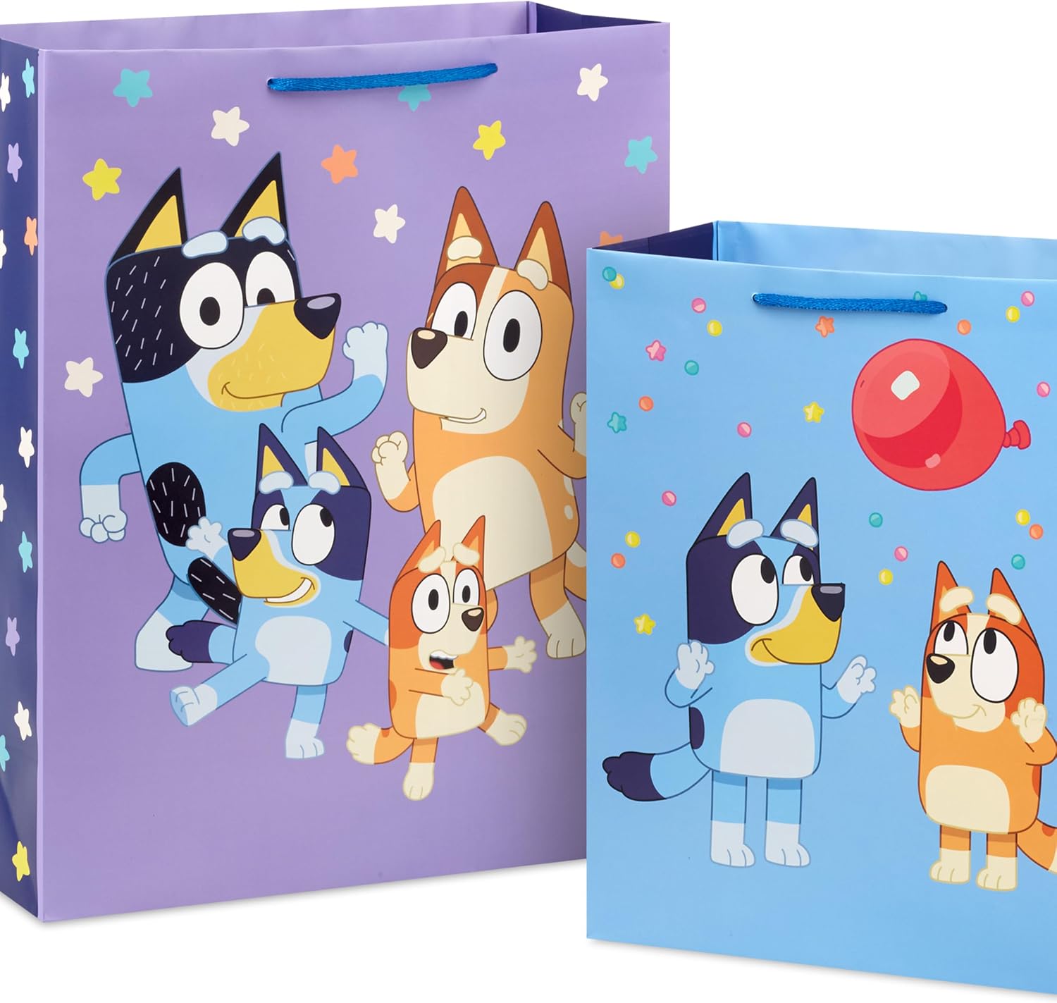 Hallmark Bluey Birthday Gift Bag Set (2 Bags: 13" Large and 15" Extra Large) for Kids, Grandchildren, Boys, Girls