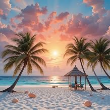 5D Beach Sunset Diamond Art kits for Adults Beginners 13.8x13.8inch