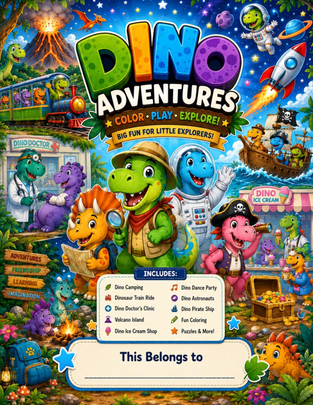 Dinosaur Fun Adventures Coloring Book