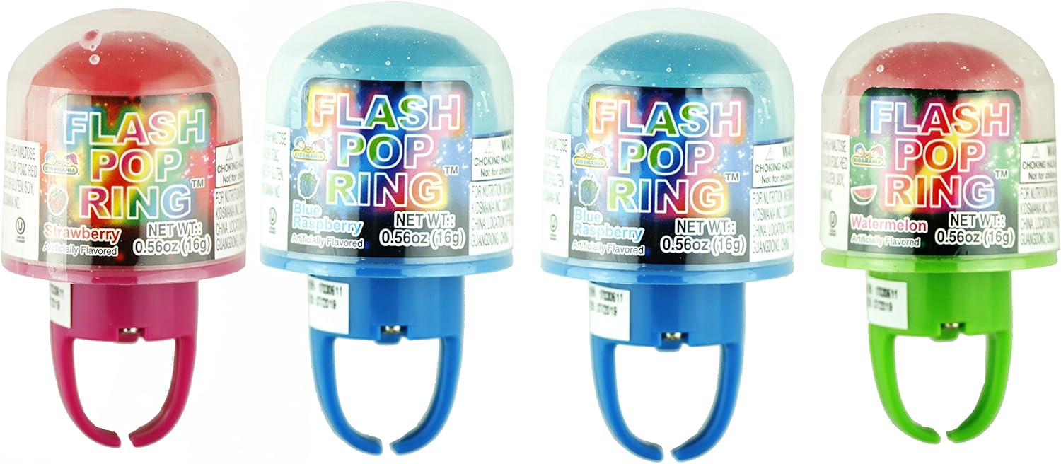 Kidsmania Flash Pop Ring, Candy Lollipop Ring, 4 Pack