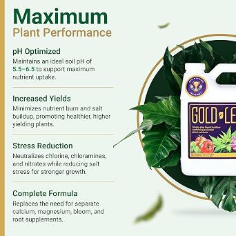 16.9 fl oz (500ml) Gold Leaf All-in-One Liquid Fertilizer | pH Balanced, Dechlorinates, No Additives Needed | Soil, Hydroponics, Coco | Complete Plant Food | Indoor & Outdoor, Tomatoes & Houseplants