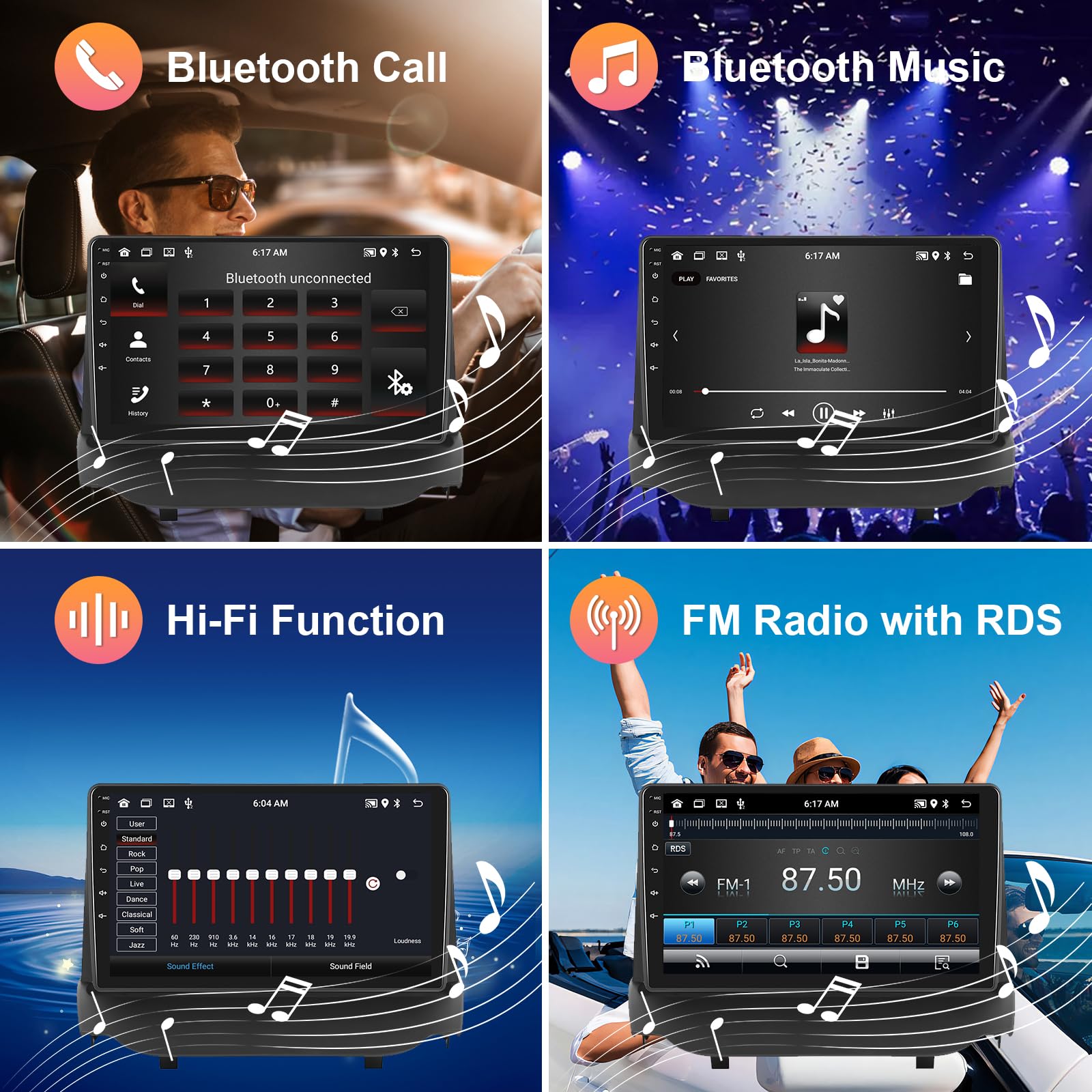 Hodozzy 2G 64G Android Autoradio per Ford Ecosport 2013-2017 Radio Wireless Carplay Android Auto, 9 Pollici Touch Screen, Navi GPS WiFi Bluetooth FM RDS con Retrocamera 2 Din Radio per Ford Ecosport