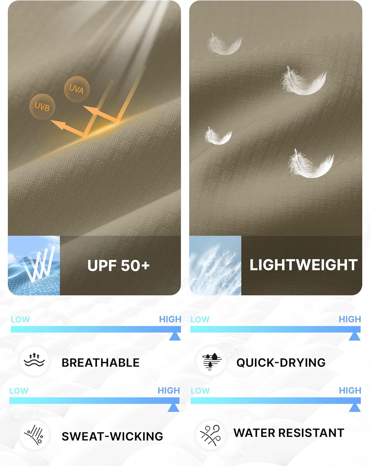 Pudolla Men's Sun Protection Fishing Shirt Lightweight Long Sleeve UPF 50+ Hiking Shirt for Men Outdoor Travel with Pockets - Image 6