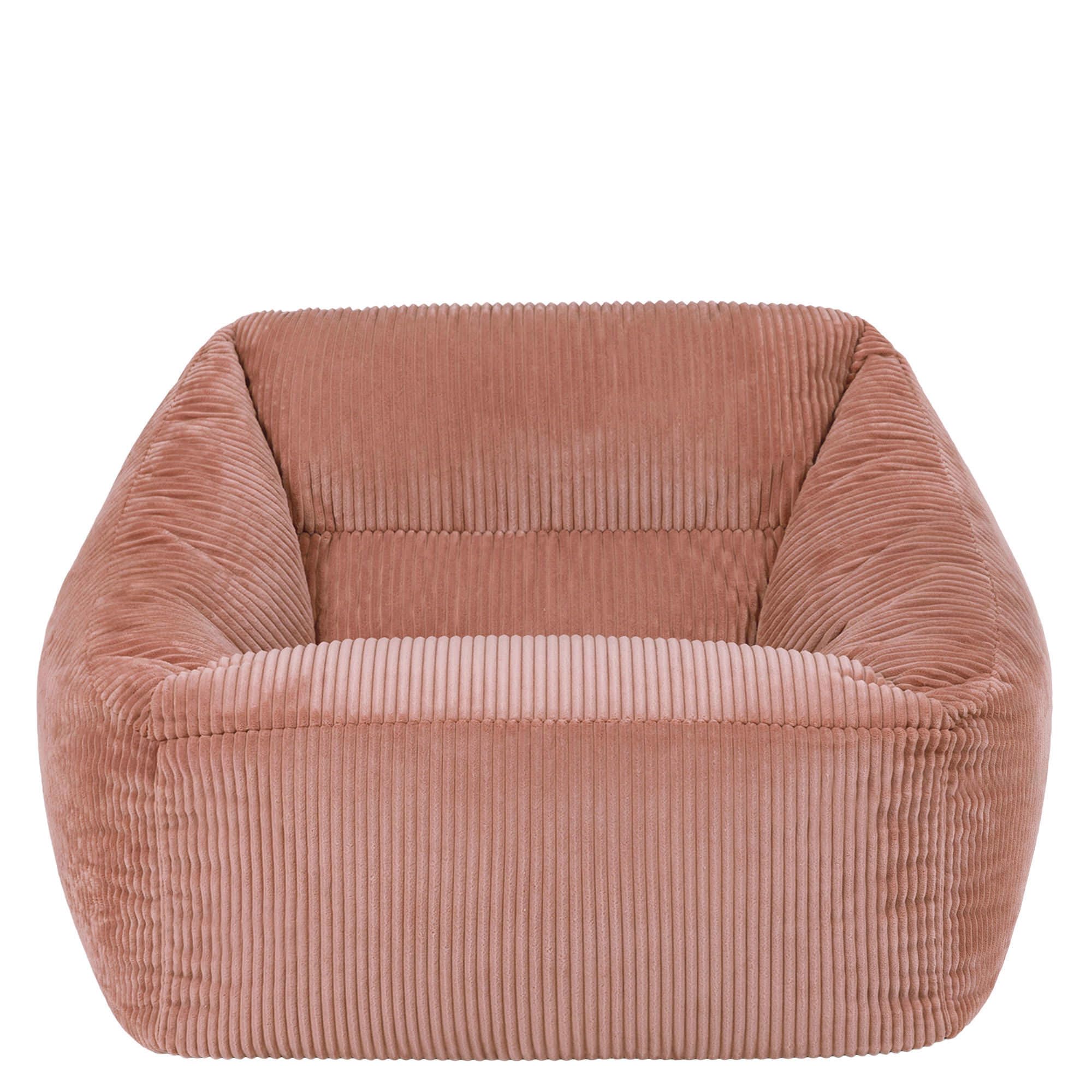 icon Natalia Cord Bean Bag Chair, Dawn Pink, Large Adult Bean Bag with Filling Included, Comfy Chair, Armchair, Living Room, Bedroom Furniture