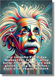 CLEAN SPORTS Albert Einstein Poster DIN A1 – Farbenfrohes Wandbild mit Zitat – Inspirierende Wanddekoration – Perfekt für Büro, Wohnzimmer & Arbeitszimmer (DinA1)