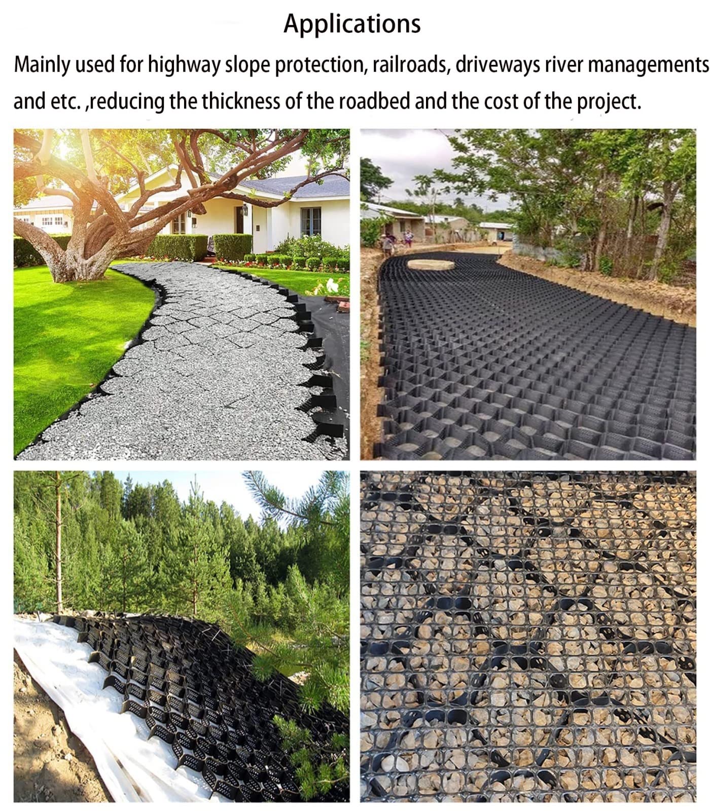 Espansione E Stabilizzatore Pieghevole per Ghiaia Griglia Terreno di Ghiaia per Patio, Base Capannone, Passerella, Vialetto per Veicoli Leggeri, Giardino, Erba,3mX7m(10ftX23ft)