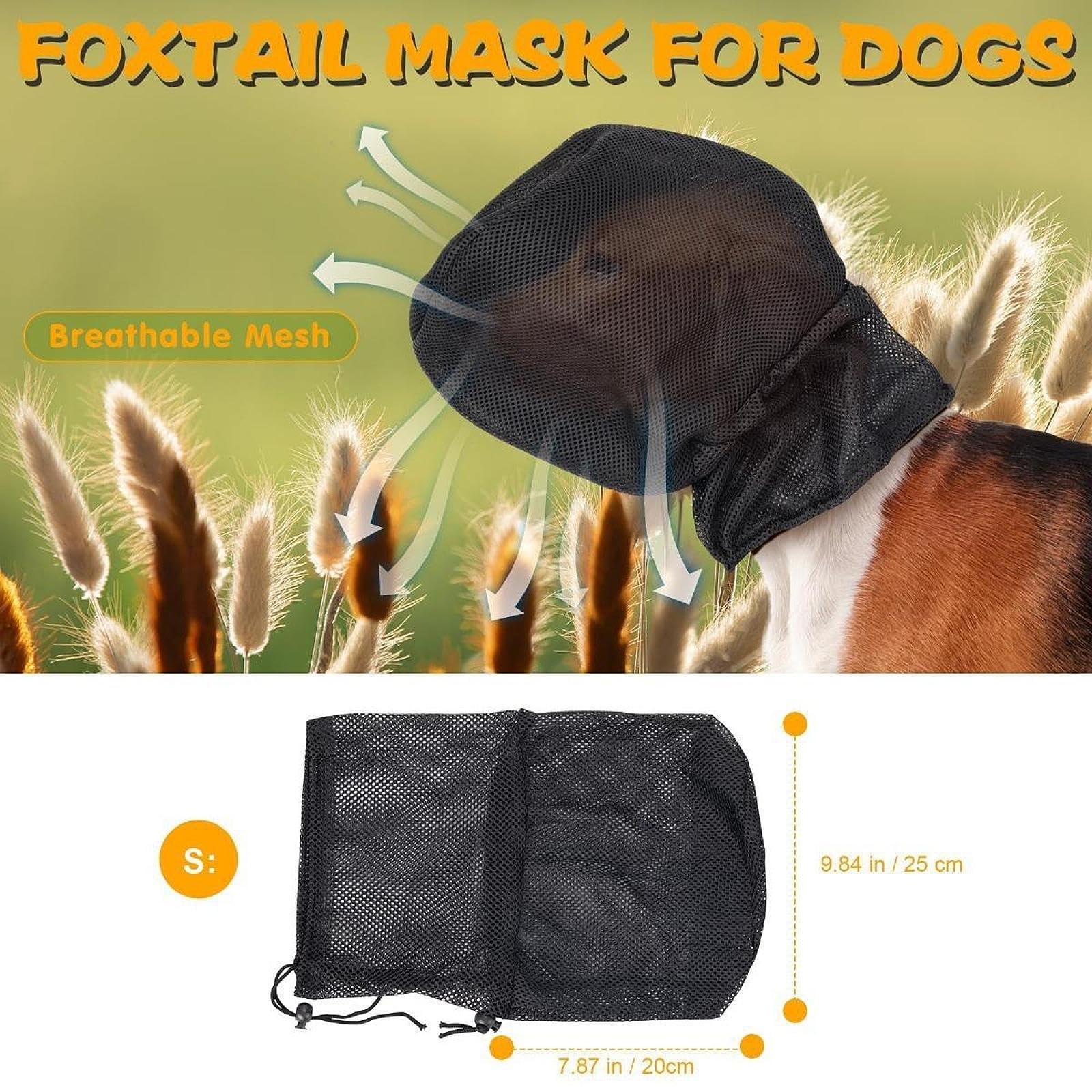 Colcolo Masque de chien, garde de filet en maille, empêchez les épines bâtons rochers du visage de chien de protection pour chiens de protection de chien pour, M