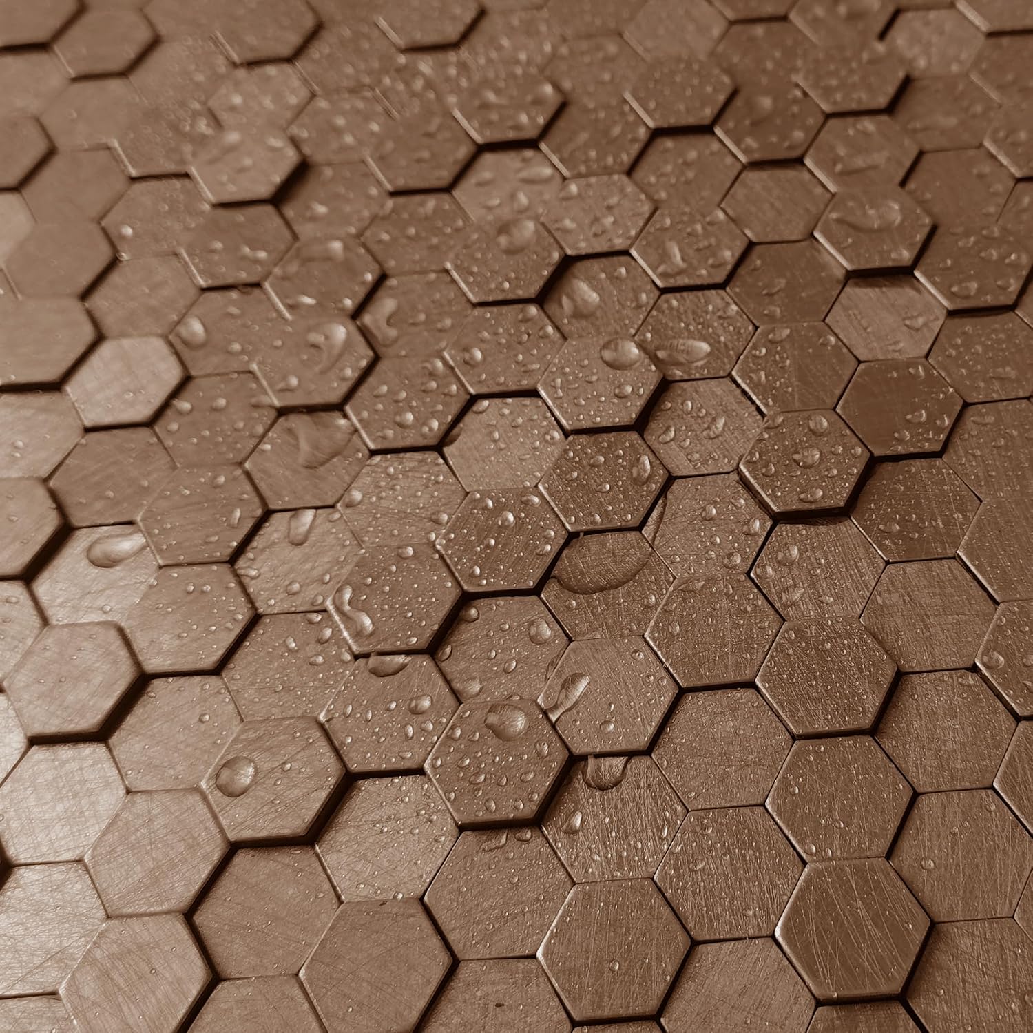 Silver 3D Hexagon Self-Adhesive Metal Mosaic Tile, 10 Pack | Waterproof & oil-resistant for wet kitchen & shower spaces