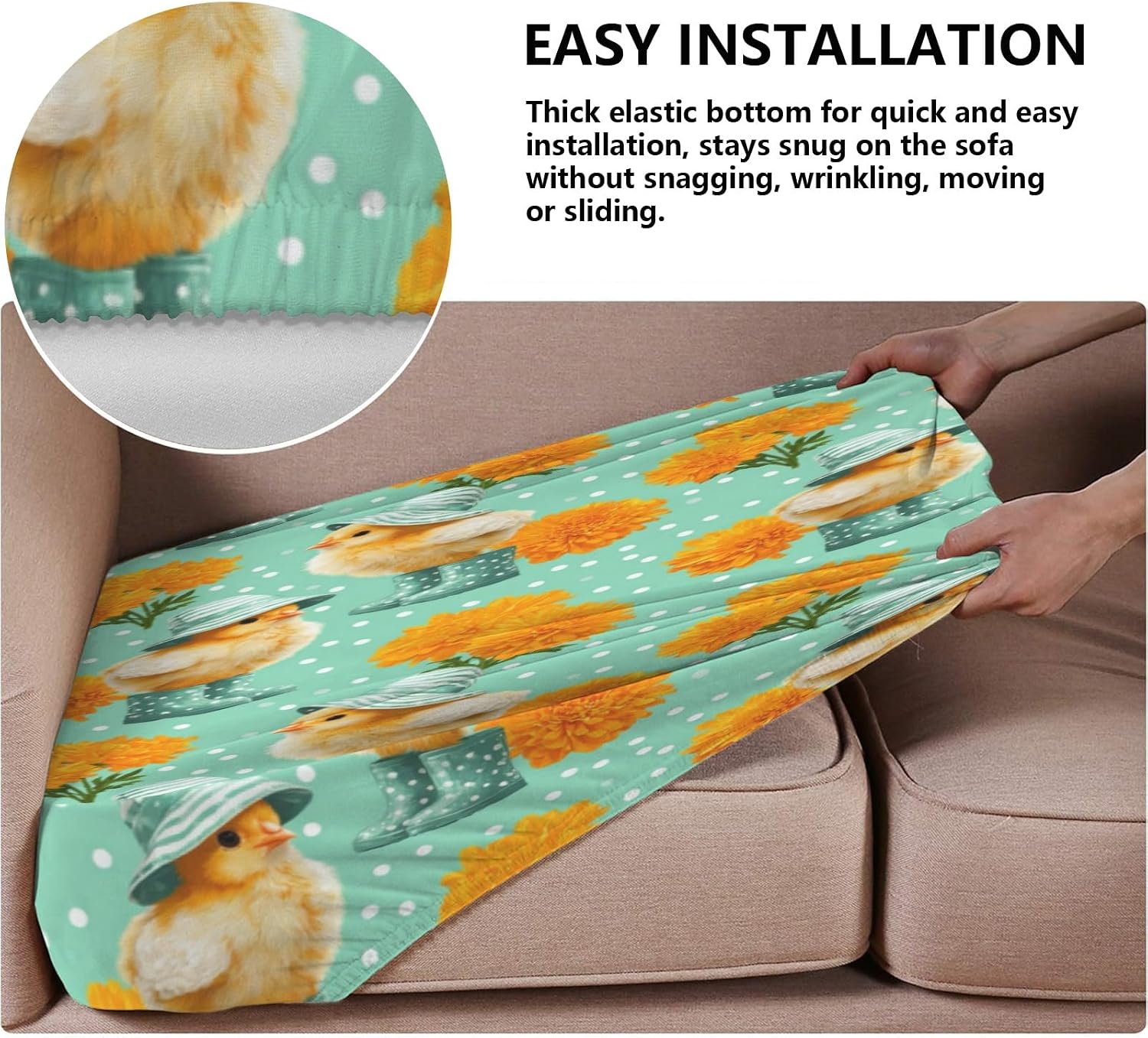 Garden Chick Loveseat Covers Couch Covers for 2 Cushion Couch, 2-Piece Stretch Sofa Slipcovers Anti-Slip Washable Furniture Protectors for Dogs Pets
