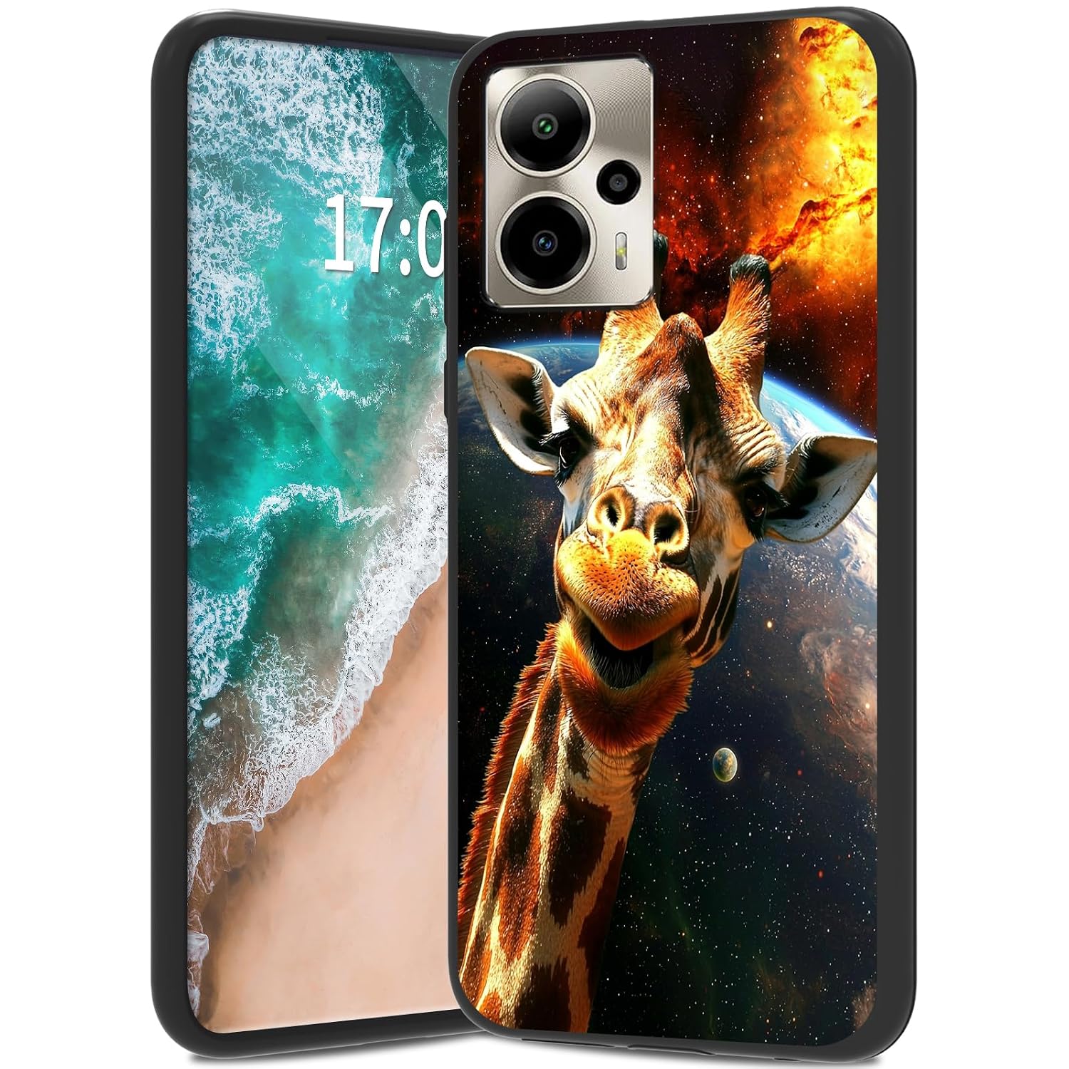 WZCJDHMJ for Cricket Outlast 5G 2024 Phone Case,AT&T Motivate Pro 5G Case,Flexible Soft TPU Resistant Non-Slip Shock Absorption Silicone Slim Back Case-Starry Giraffe
