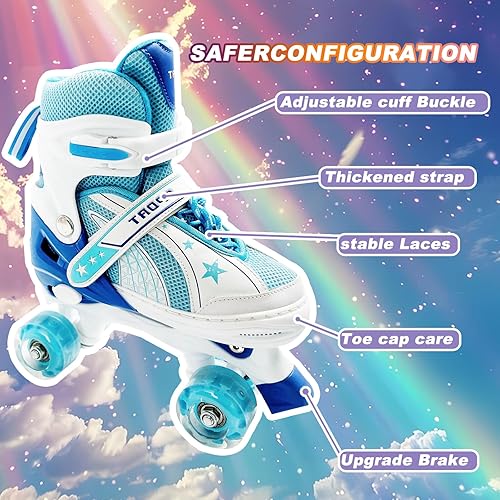 Miniatura 5 de Adjustable Kids Roller Skates for Girls and Boys Ages 3-5 5-8 8-12, All 8 Wheels of Girl's Skates Shine, Safe and Fun Illuminating for Outdoor