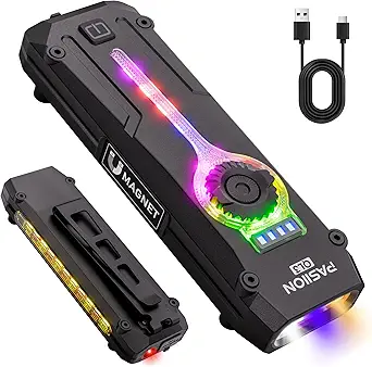U V Flat EDC Flashlight Rechargeable 1200 High Lumens with RGB,Magnetic Base Small Flashlights with Dual Switch,Stepless Dimming,USB-C Waterproof USB C Flash Light for Work,Home,Emergencies