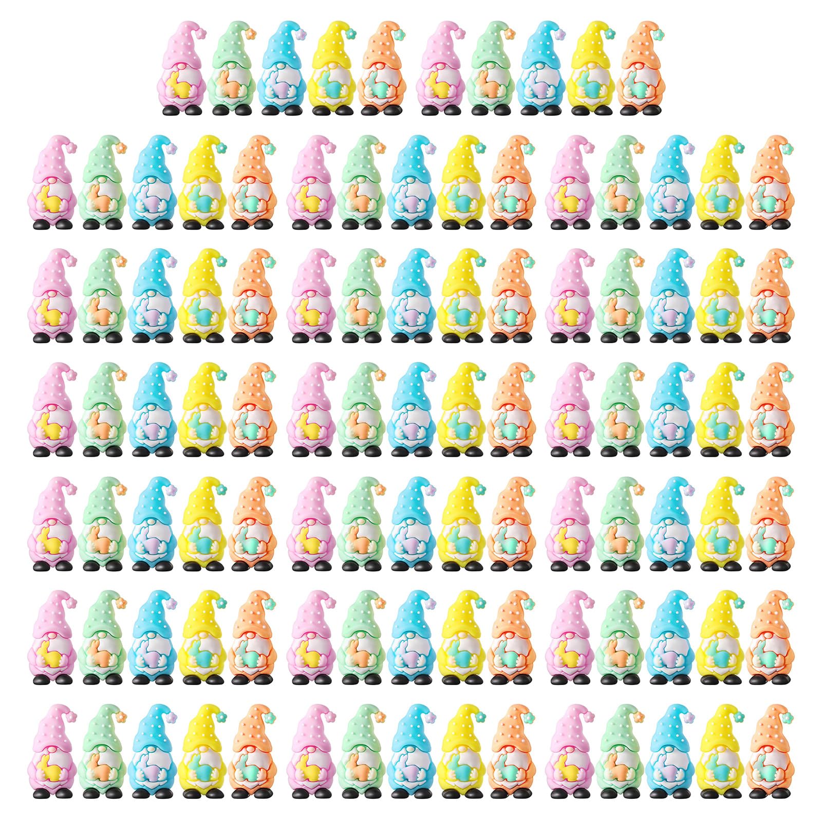 Hredyqw Easter Small Gnomes Figurines Colorful Resin Decorations For Easter Eggs Hunt And Party