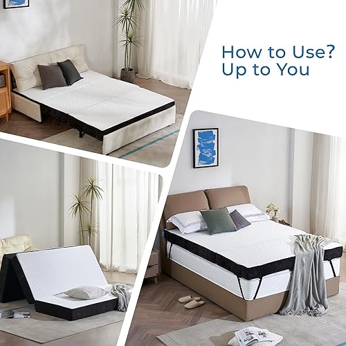 Miniatura 6 de Colchón plegable inodoro tamaño individual de 75 x 38 x 6 pulgadas, colchón de espuma plegable de 6 pulgadas con bolsa de almacenamiento, colchón de