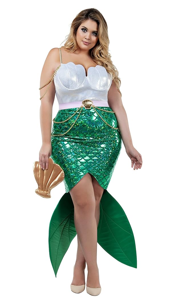 Starline Women's Size Plus Alluring Sea Siren Costume, Turquoise/White 3, 5X-Large by Starline - Used condition - US$19.07