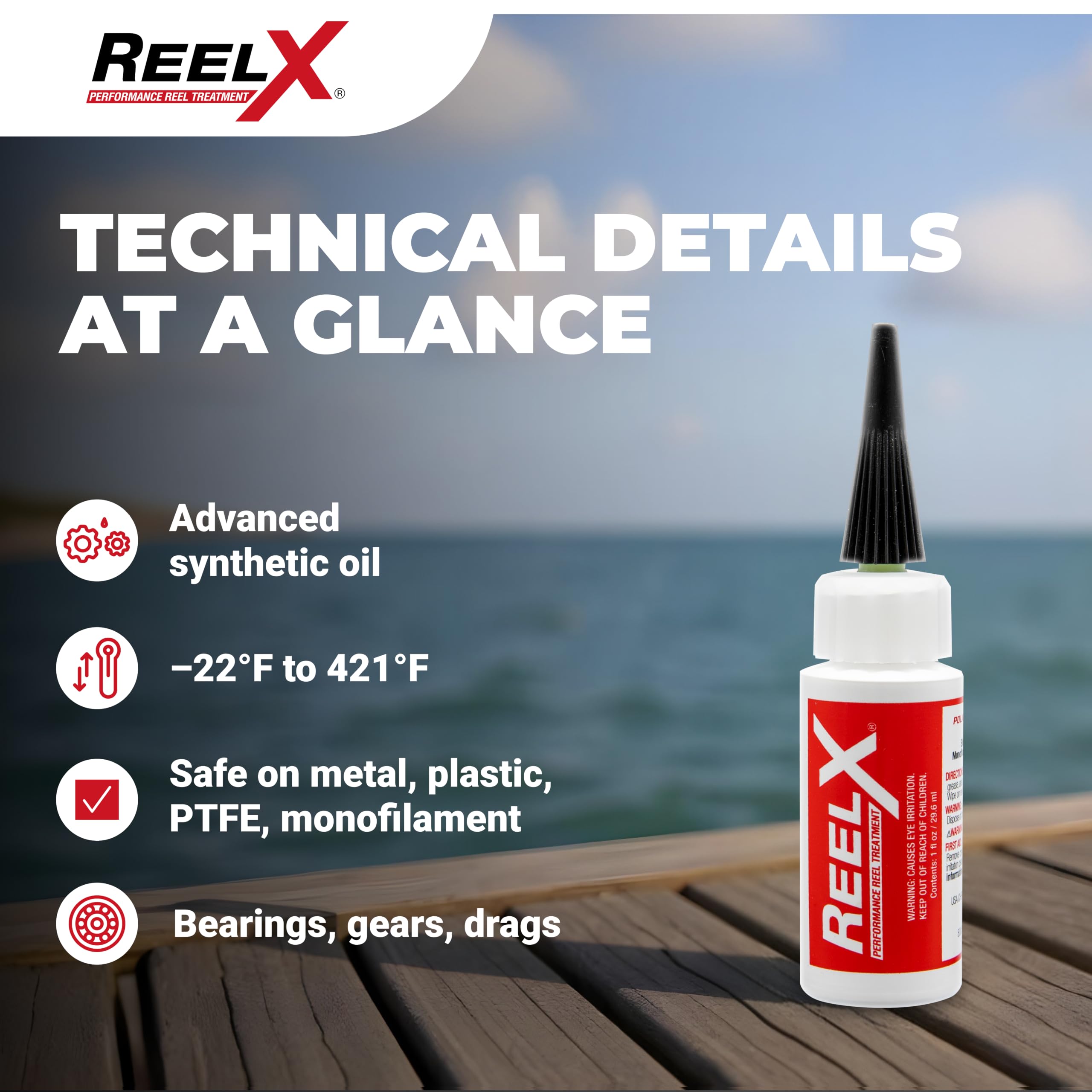 ReelX Fishing Reel Lubricant, Extreme-Pressure Anti-Corrosion Oil for Bearings, Spinning, Baitcasting, Spincast, Fly, Trolling & Electric Reels, Smooth Casting Saltwater Freshwater Protection, 1 oz : General Sporting Equipment : Sports