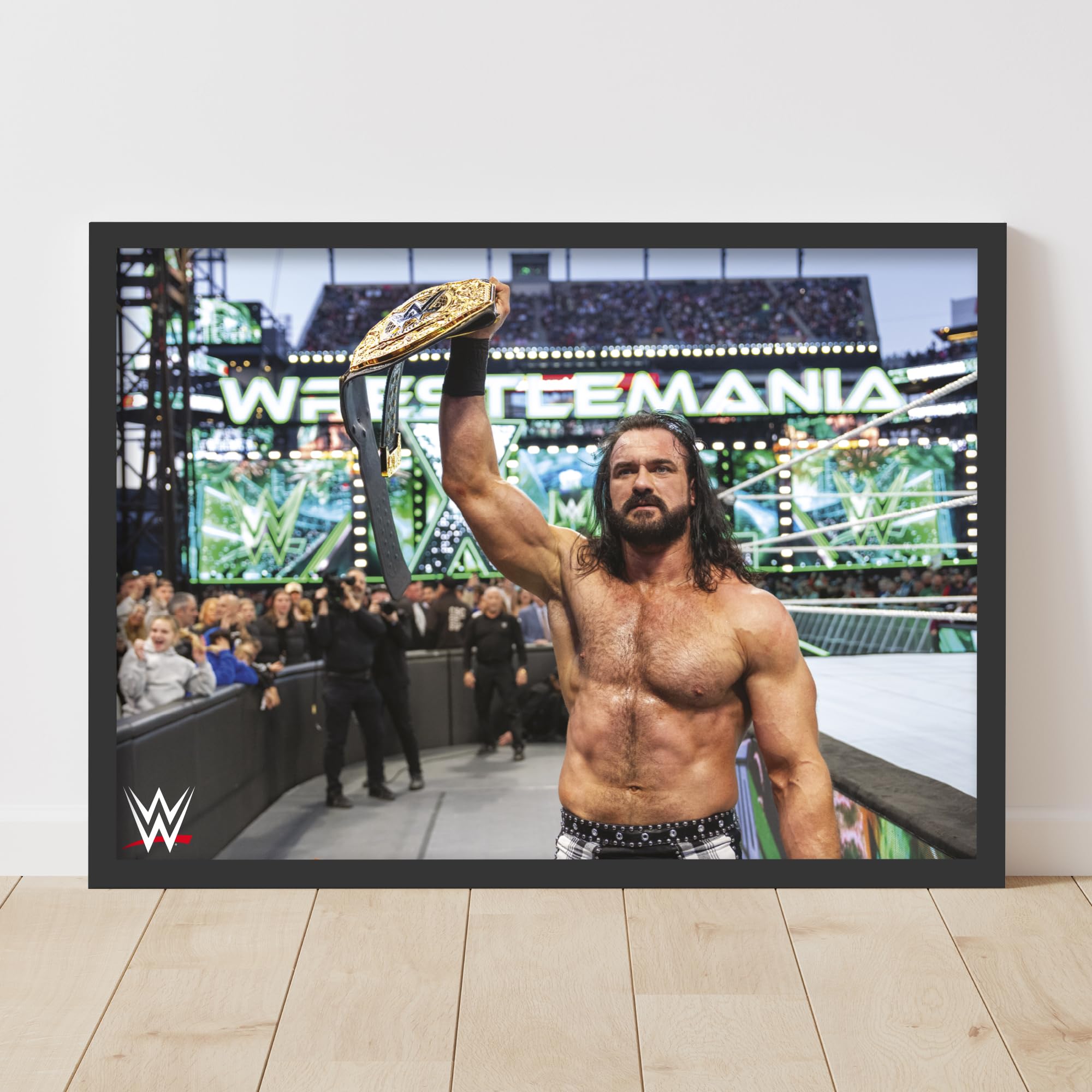 Themed Black Wwe Print - Drew Mcintyre Wrestlemania Win Poster Wrestling Wall Art (42Cm X 59.4Cm - A2)