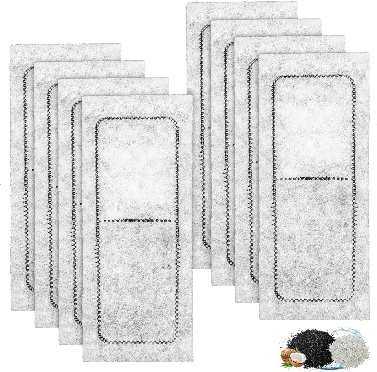 8 Pack Replacement Filter for Marina Slim Filter S10 S15 S20, Fish Tank Filters Cartridges with Carbon and Ceramic, 4 Layer Filtration System, for All Three Marina Slim Filter Models