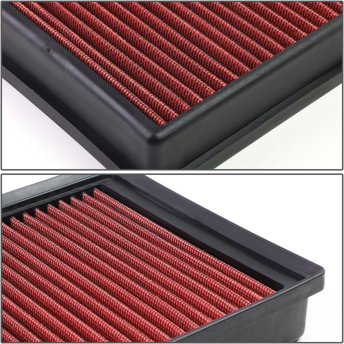 Auto Dynasty High Flow Engine Air Panel Filter Drop-in Reusable & Washable Compatible with A3 / TT/GTI/GOLF 2015-2017 EA888 (TURBO MODEL) (Red)