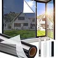 One Way Privacy Window Film,Sun Blocking Window Film with 3 Tools, Heat & UV Blocking Window Tint Film for Home, Easy Install DIY Office Window Covering See Out Not in (17.5 x 78.7 Inch, Black)