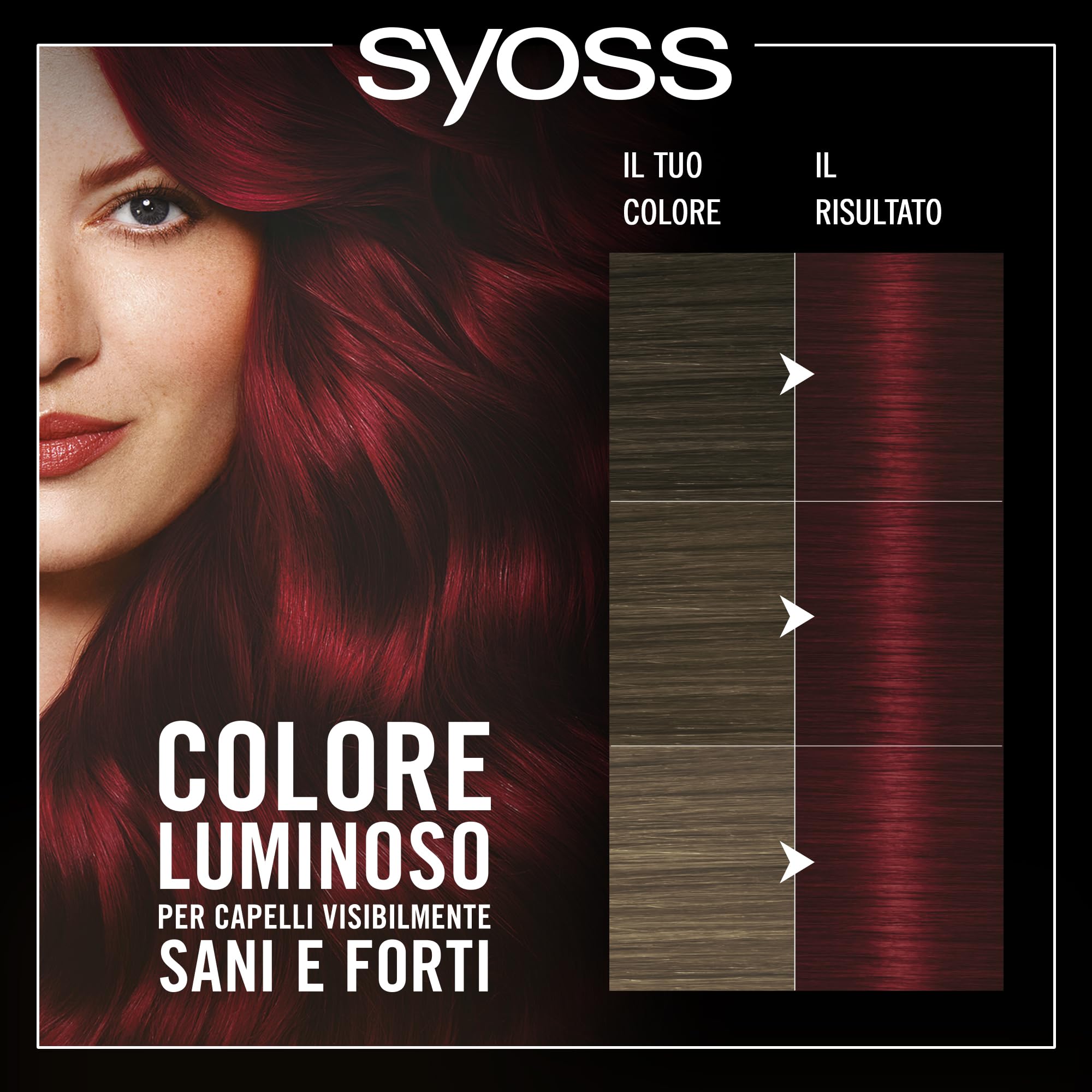 Syoss by Palette Oleo Intense, colorazione permanente, copertura professionale capelli bianchi, 5-92 Rosso Intenso, confezione da 6