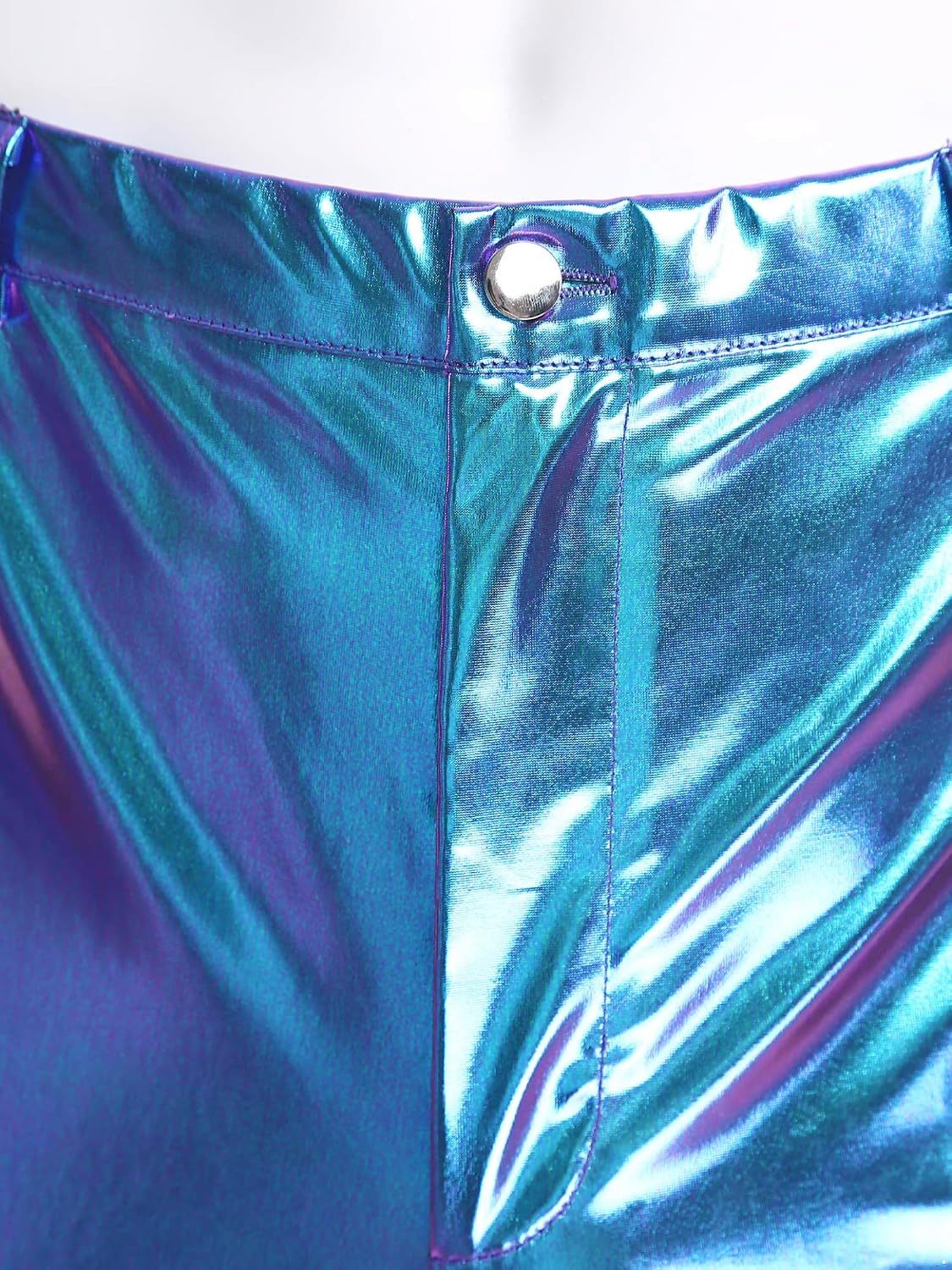 Mens Shiny Metallic 70s Disco Pants Hippie Costume Sequins Flared Bell Bottoms