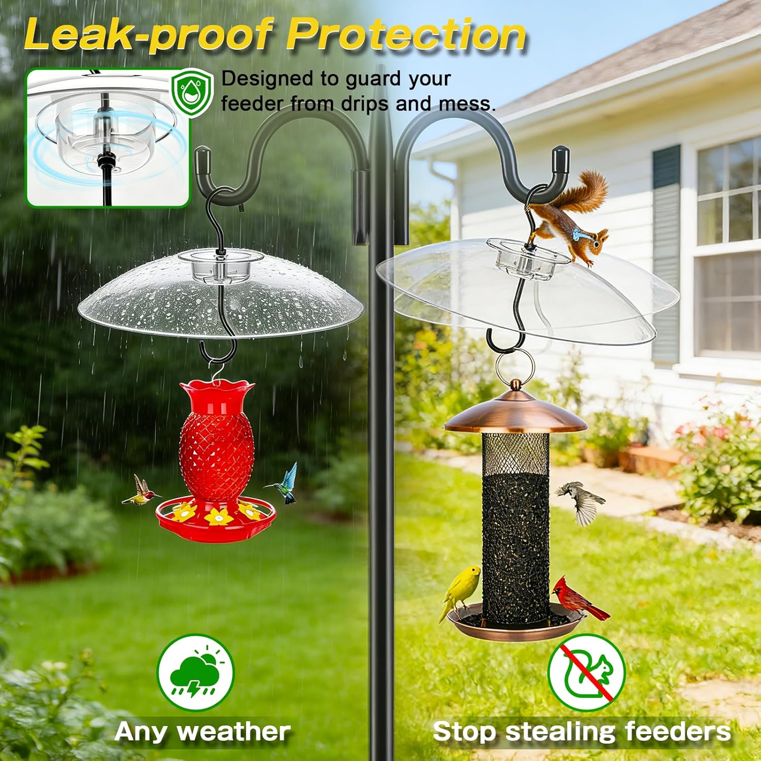 Gtongoko Baffles for Bird Feeders, 12 Inch One-Piece Cover for Rain Guard, Bird Feeder Squirrel Guard, Full Protection for Outdoors, Chew-Proof PC, Pack of 1, Transparent