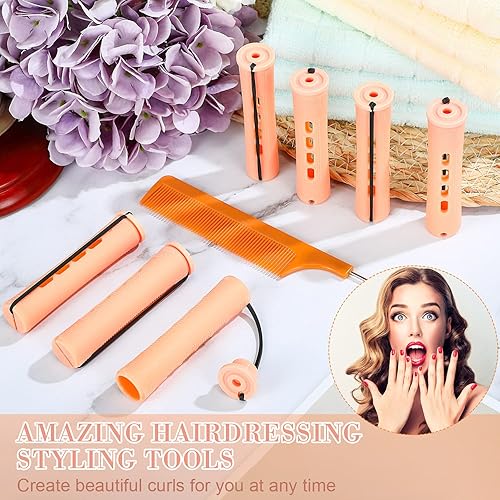 Miniatura 76 de WILLBOND 36 piezas de varilla de onda fría para cabello permanente, rodillos para el cabello, rizadores permanentes con peine de cola de rata