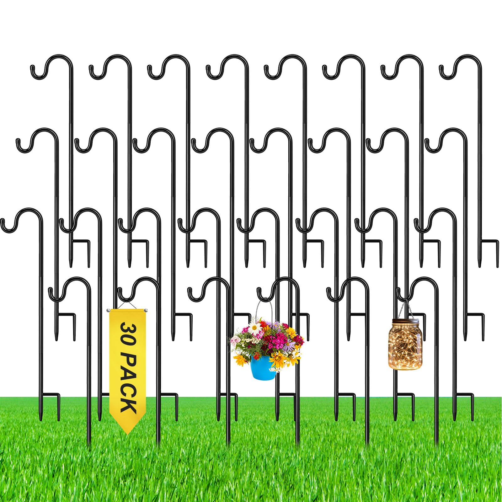 30Pcs 24 Inch Shepherds Hook for Outdoor Adjustable Bird Feeder Pole