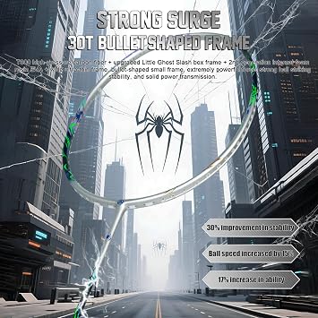 Spider 800X Badminton Racket, 4U G5, 30T Carbon Fiber with 46T Shaft, Power Attack Racket for Singles & Doubles, Included Racket Bag