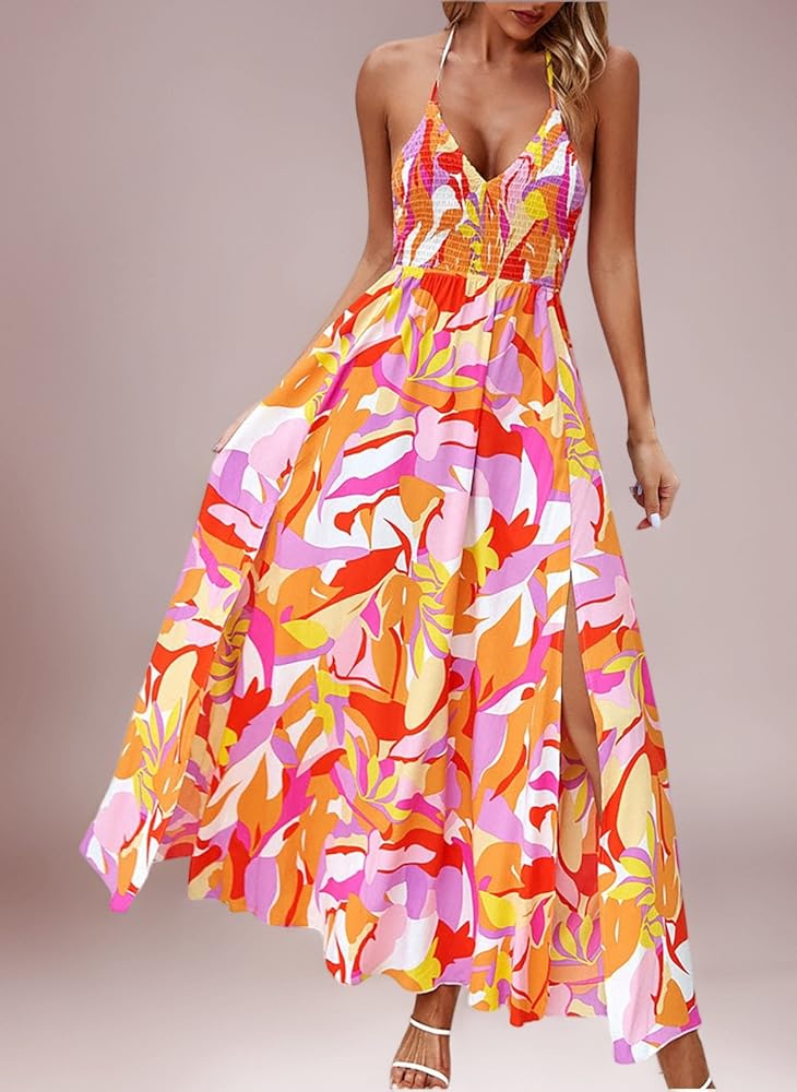 sachin and babi light blue dress Ladies Boho Beach Dresses Summer Spaghetti Strap Halter Neck Maxi Dress  Sleeeless Backless Long Dresses Floaty Holiday Dress Women Swing Loose  Vacation Bohemian Dresses for Night Out Party : Amazon.co.uk: Fashion