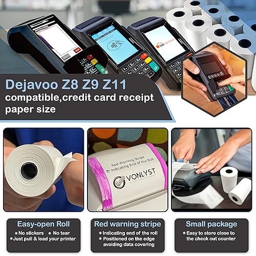 Vonlyst Credit Card Machine Paper Roll For Dejavoo Z8 Z9 Z11