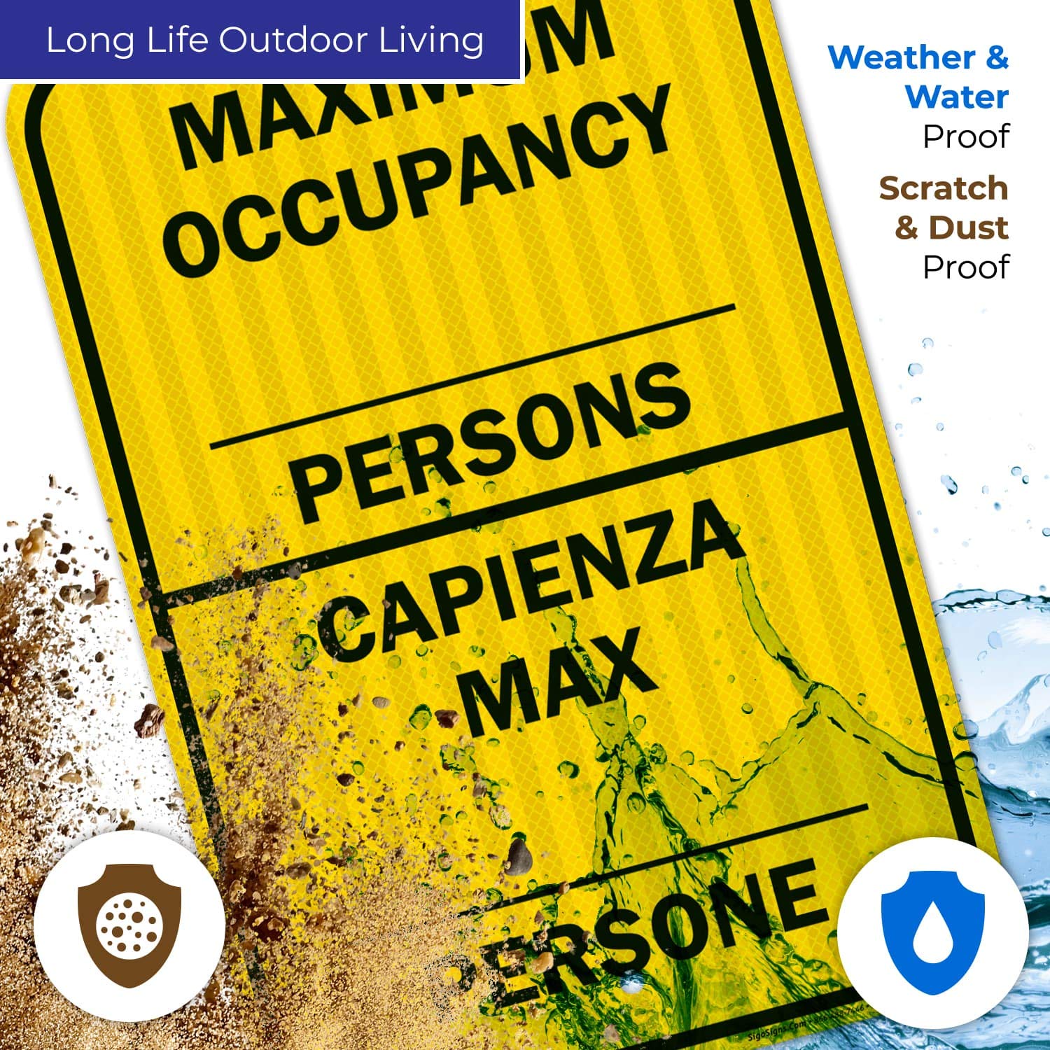 Maximum Occupancy Persons Sign, 12x18 Inches, 3M EGP Reflective .063 Aluminum, Fade Resistant, Easy Mounting, Indoor/Outdoor Use, Made in USA