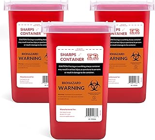 Ever Ready First Aid - 3 Count Sharps Container with Split Lid Design and Locking Mechanism for Sharp Waste Disposal, 1 Quart