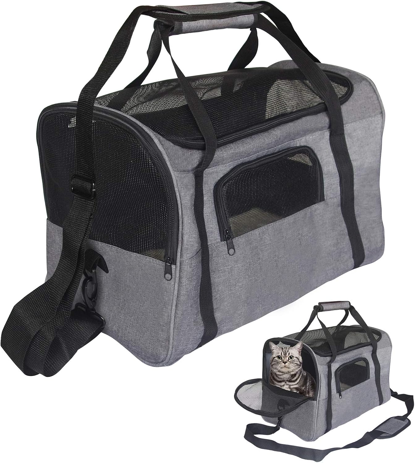 ISFC Pet Travel Carrier Bag - Breathable Soft-Sided Mesh Safe Medium Bag for Small Pets Cats Dogs Collapsible Portable Outdoor Travel…