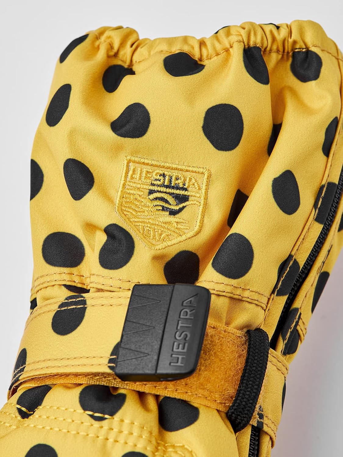 Hestra Baby Zip Long Mitten I Waterproof, Insulated Mittens for Babies and Toddlers for Playing in The Snow - Mustard Print - 1