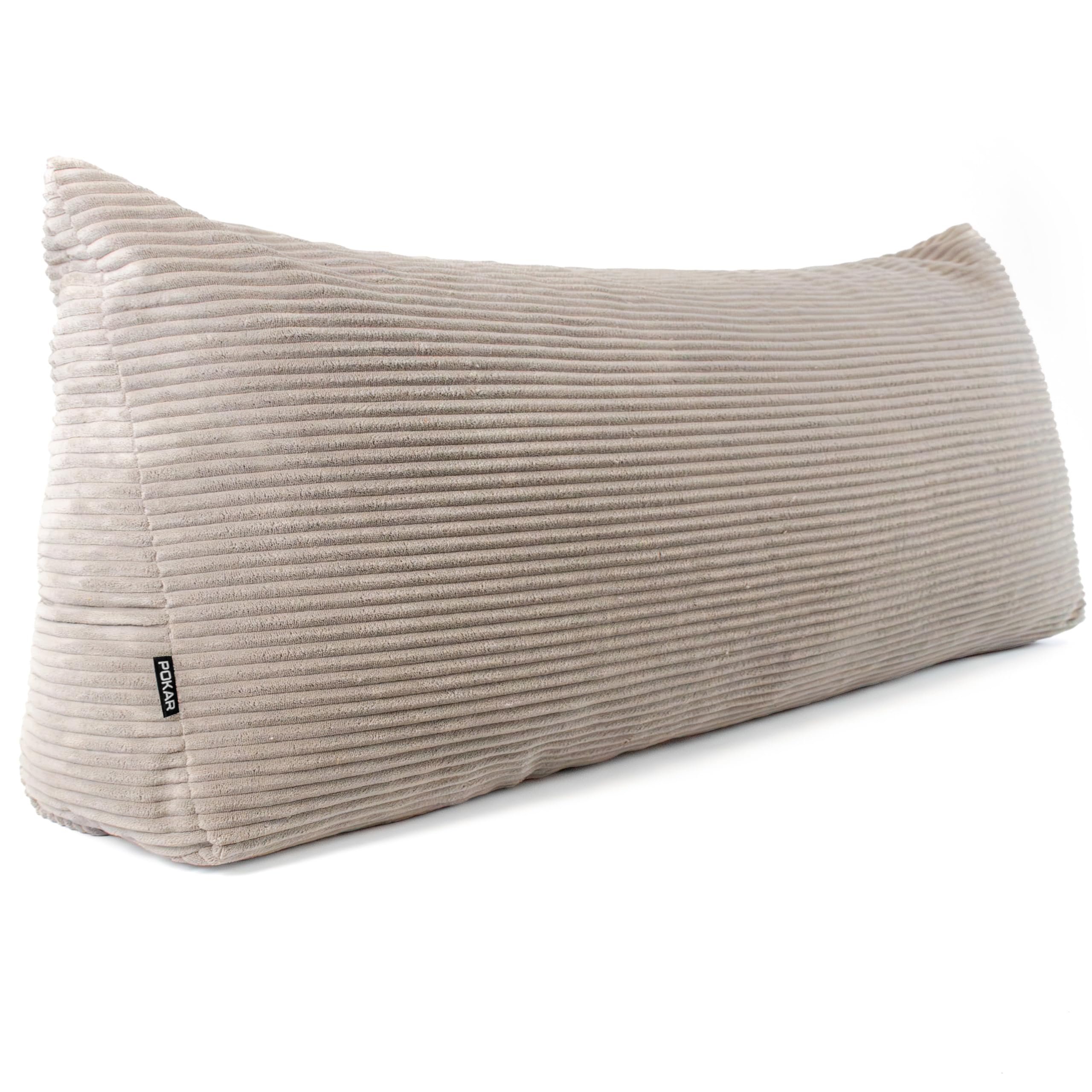 POKAR Cuscino da Lettura 150x50x20 cm | Cuscino Schienale Divano in Velluto Corduroy con Appoggio Schiena Grande | Cuscino Triangolare Cuneo Testata Letto | Certificato Oeko Tex 100 | Beige