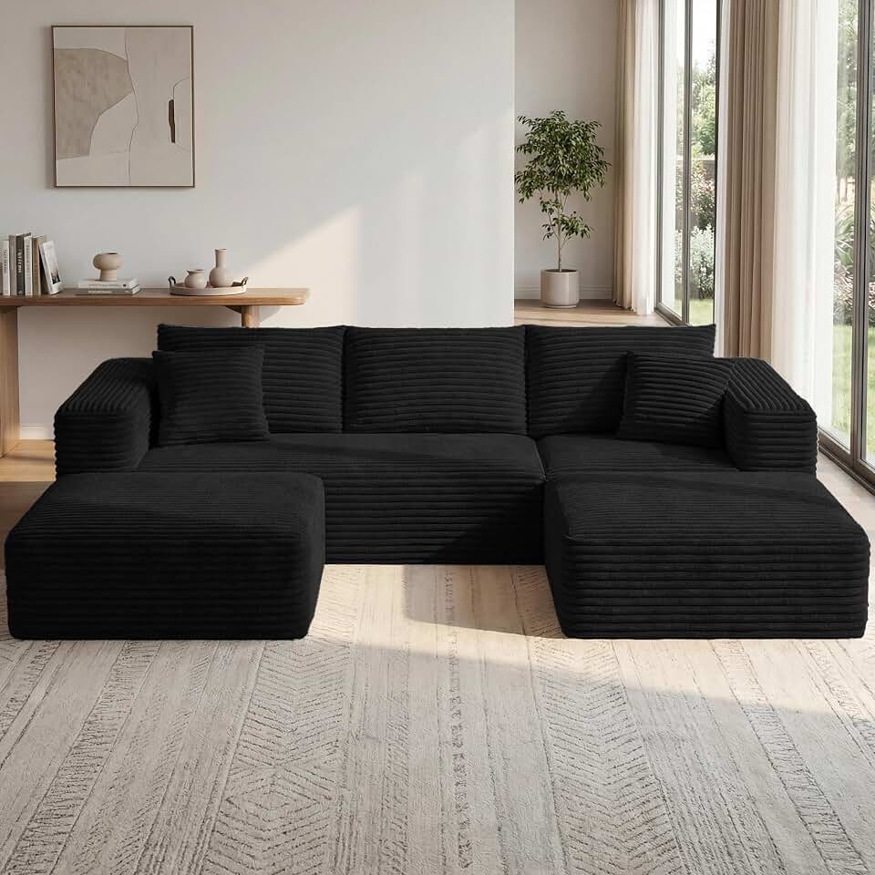 108" Oversized Boneless Couch, All Foam Modular Sectional Sofa