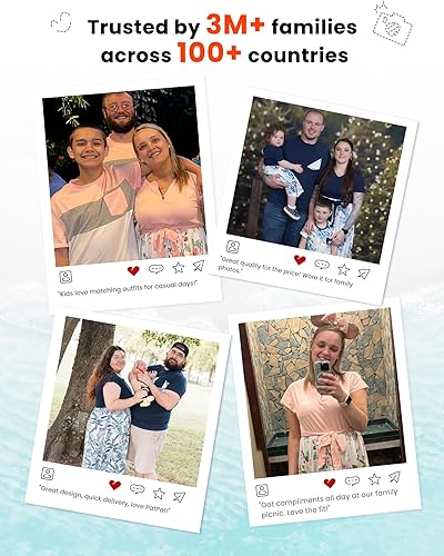 Miniatura 6 de PATPAT Conjuntos familiares a juego de manga corta con cinturón, estampado empalmado y camisetas casuales a juego