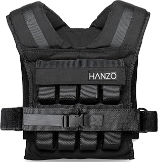HANZO Weighted Vest for Men & Women 25lbs | 35lbs | 45lbs | 65lbs | Weight Vest With Removable Iron Weights, Adjustable Heavy Duty Weighted Workout Vest for Calisthenics & Fitness Training