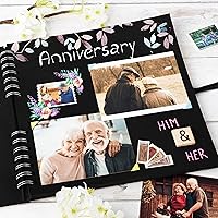 Vista 7 de Bstorify Álbum de recortes de 10 x 10 pulgadas, 70 páginas, protectores de esquina de papel kraft grueso negro, cierre de cinta, ideal para tus