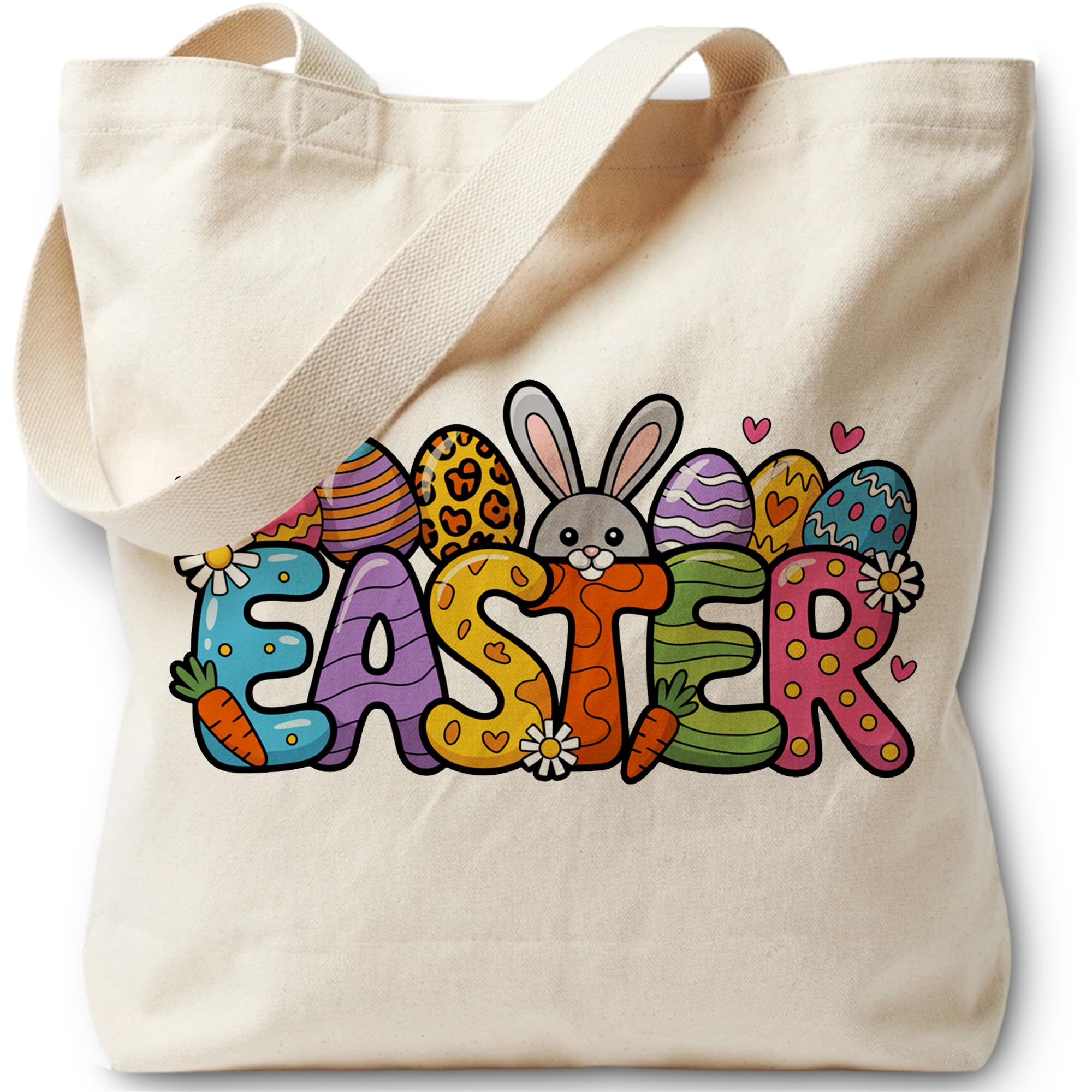 Aesthetic Happy Easter Tote Bag Gifts for Women Canvas Bag for Women Medium Size with inner Pocket