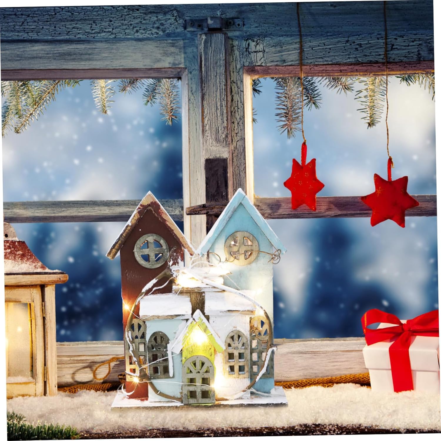 PRETYZOOM 1pc Mini House Decor for Christmas Cute Xmas Desktop Ornament for Holiday Home Decoration Charming House Display for Festive Celebration