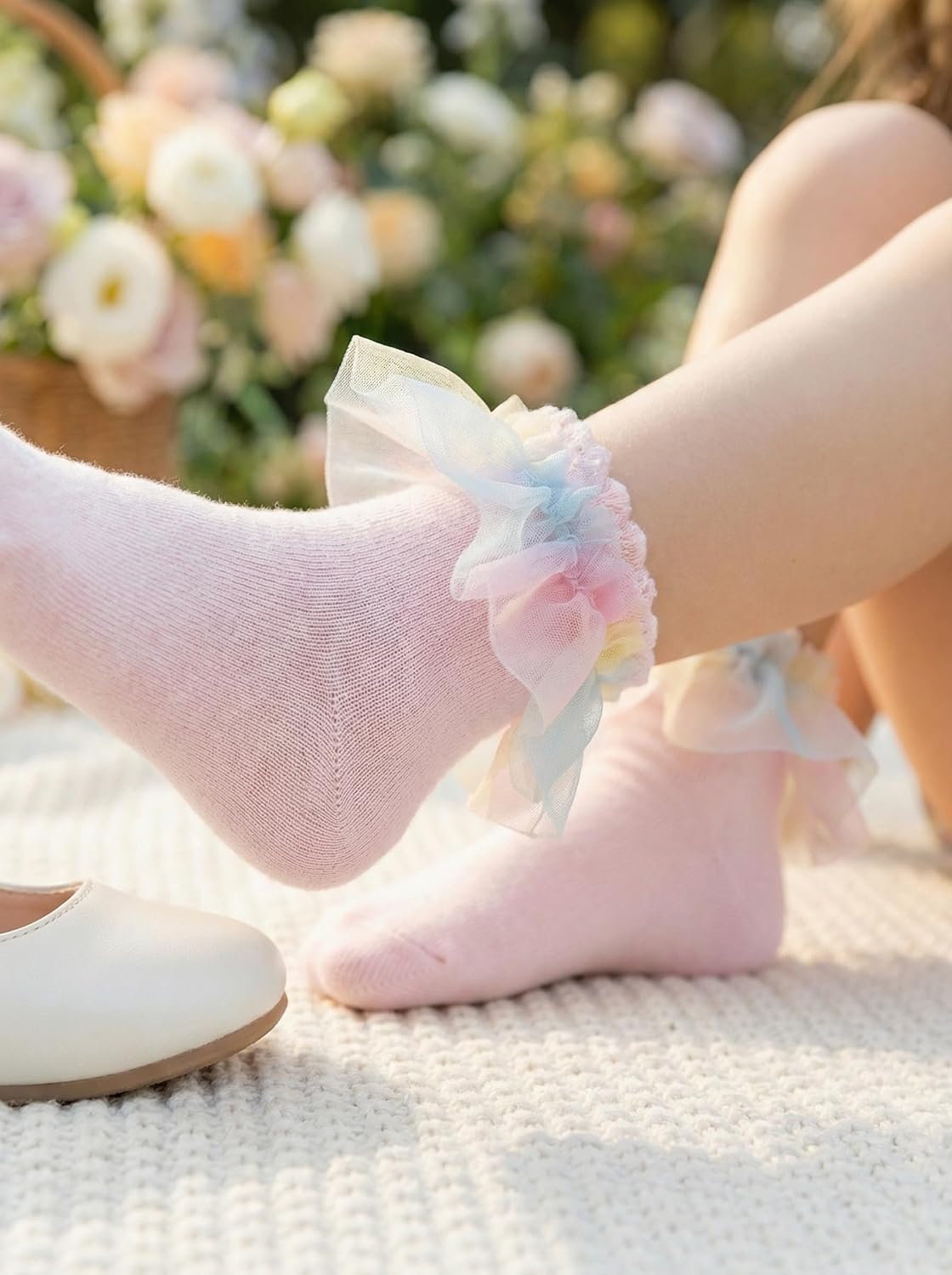 Gwenvenni Little Girls Toddler Kids Lace Ruffle Cute Frilly Cotton Socks