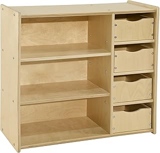 Contender Kids Bookshelf & Toy Storage, Bookshelf with Drawers, 3 - Tier Wooden Bookcase with Storage, Kids Room Organizer & Storage in Natural Finish