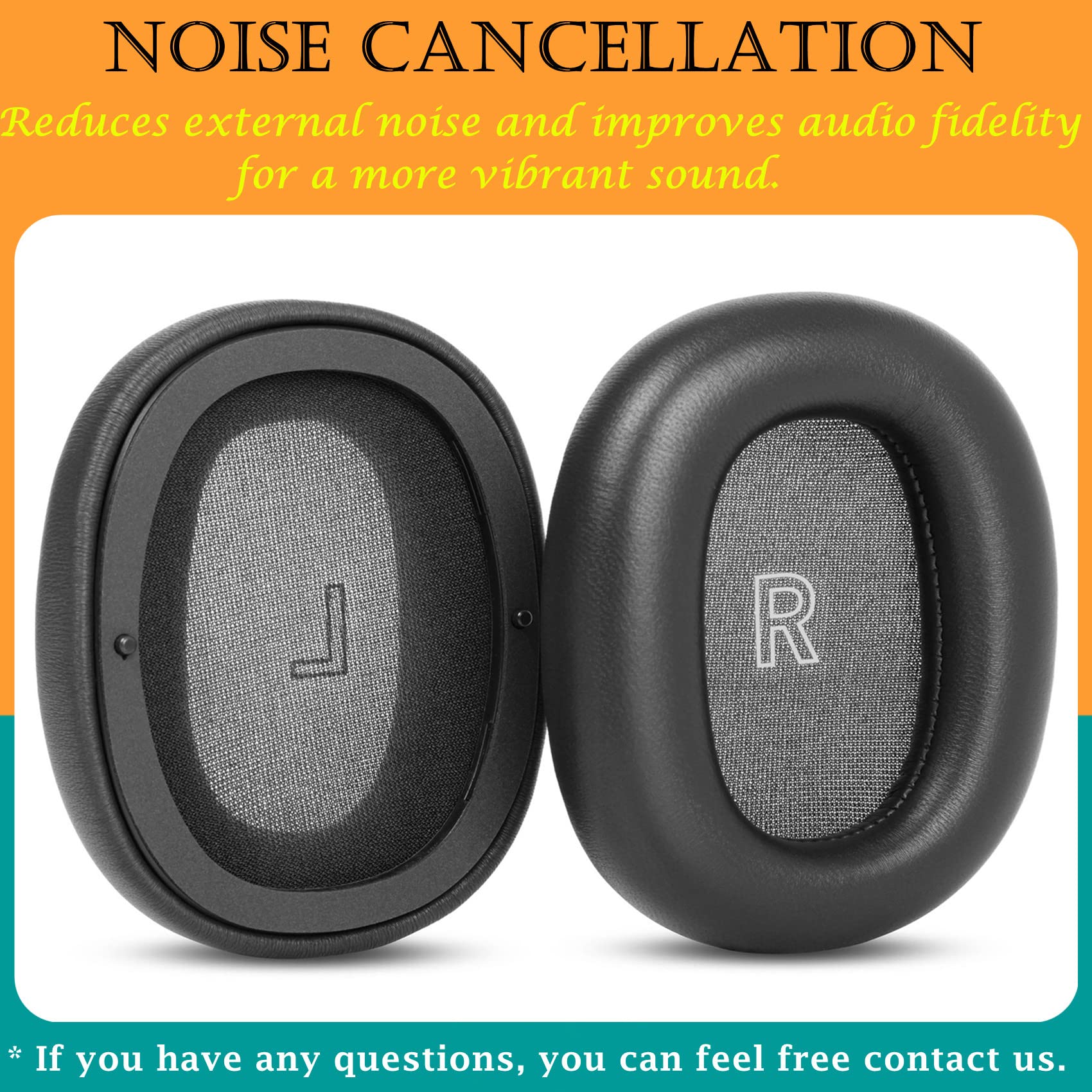 Almohadillas de repuesto compatibles con auriculares Bang & Olufsen B&O Beoplay H95 de espuma viscoelástica de piel de oveja, color negro
