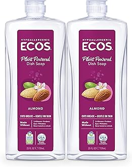 ECOS® Hypoallergenic Dish Soap, Natural Almond, 25oz by Earth Friendly Products (Pack of 2)