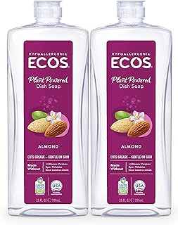 ECOS® Hypoallergenic Dish Soap, Natural Almond, 25oz by Earth Friendly Products (Pack of 2)