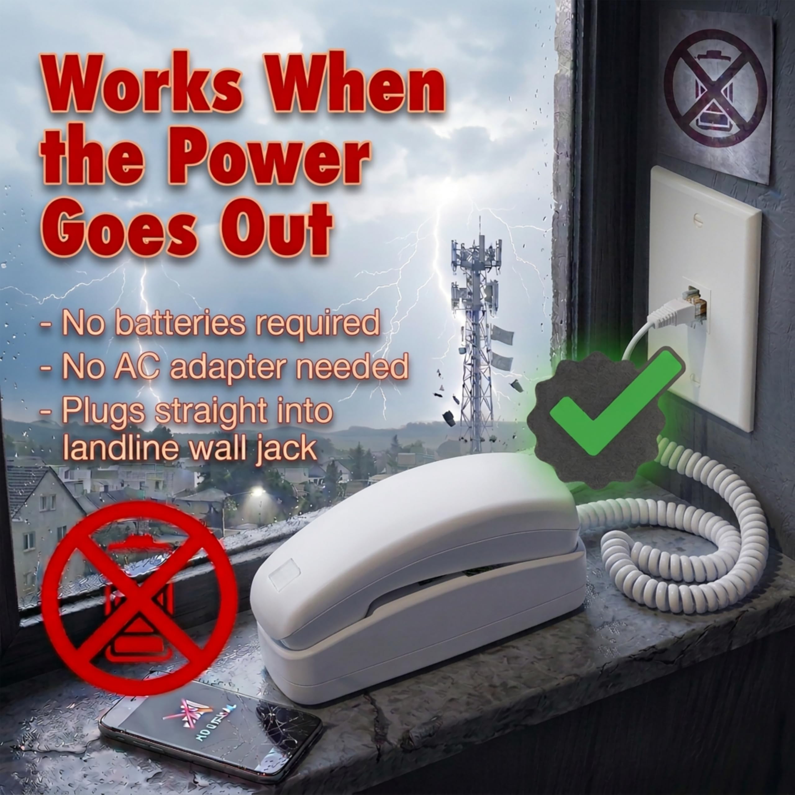 iSoHo Phones Landline Phones for Home, Big Button Corded, Choctaw White — Amazon image 3